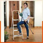 Bathla Advance 4-Step Foldable Aluminium Ladder for Home | 5 Year Manufacturer Warranty | Slip Prevention Steps (Orange)