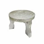 pujaNpujari Wooden Mukali Stool (Silver) I