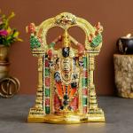 Webelkart Premium White Metal Colorful Lord Tirupati Balaji Idol Statue for Home and Office (Gold, 9.50 Inch)