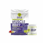 Muscle Asylum- Muscle Whey 100% Whey Protein - 24g Protein, 5.29g BCAA -Kesar Pista (29 Servings) - 1 Kg (2.2Lbs) & Micronized Creatine Monohydrate Powder-83 Servings, 250gm (Unflavored)
