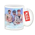 Mug Morning Girl's Bangtan Sonyeondan Merchandise BTS Group in Clouds Ceramic Coffee Mug (White)