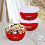 TOPMTOP Microwave Safe Bowl Set Serving Bowl Storage Bowl each bowl 450ml (pack of 3) Red