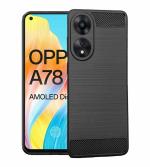 Fastship Silicone Rubber Hybrid Case Case Back Cover for OPPO CPH2565 / Oppo_A78 4G - Black