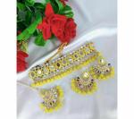 Gyaan Jewels Handmade Gold Plated Alloy Earring and Necklace Set Yellow Free Size