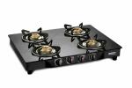 Pigeon by Stovekraft Glass 4 Burner Gas Stove, Black, Standard