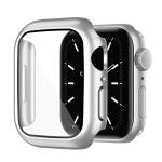 LIRAMARK Case Cover with Built-in Tempered Glass Screen Protector Compatible with 45mm Series of Apple Watch iWatch 7 ( Silver, 45mm) [ Snap On Design]