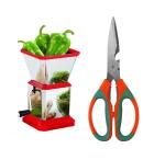 First Front Stainless Steel Chilly Cutter Cutter With Multipurpose Heavy Scissor Stainless Steel Kitchen Scissor and (Multicolour, Pack of 2)