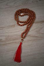 Feel Touch Mart Rudraksha Mala for Men/Women Wearing (4mm, Rarest Zero Bead Size, Neck Length, 108+1) - Natural Brown Rudraksh Beads