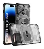 Golden Sand [Explorer Series] Apple iPhone 14 Pro Back Cover Shockproof Semi-Transparent Rugged Military Grade Phone Case, Certified Drop Protection, Space Black