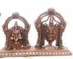 Searchers paradise Copper Idols of god Lord Balaji with Lakshmi , 295 Grams , 3.1 inches, Patina Antique Finish , Pack of 1 Piece