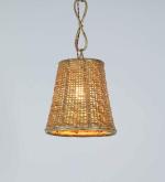 ARIE_Handcrafted Natural Cane Lamp Shades Ceiling Light Round Covered (Brown) Set of 2
