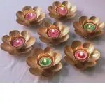 Decorative Handicrafts Flower Fancy Diwali Metal Diya, For Home Decoration