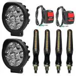 Eshopglee Black Bike LED Fog Light 9 LED Cap with 2 On and Off Switch with Slim Indicator Light (pack of 6)