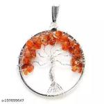 CAMBAY GEMSTON Carnelian Tree of Life Pendant, Crystal Tree Of Life Pendant Carnelian- 35 mm