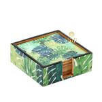 DULI Set of 6 Enamel Coated MDF Coasters 10x10cm (Leaves)