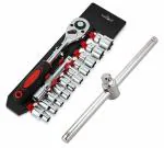 GIZMO Socket Set, Wrench Set, 12Pcs 1/2-Inch Socket Wrench Set CR-V Drive Ratchet Wrench Spanner Common Sockets With 1/2