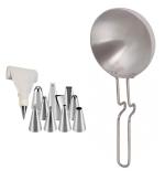 First Front Aluminium Tadka Pan With Cake Decorating 13 Pcs Nozzle and (Multicolour, Pack of 2)