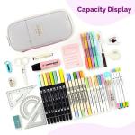 KLVs Large Capacity Pencil Pouch Durable Storage Case Multiple Compartment Pencil Bag Double Zipper Pen Case Portable Capacity Stationery Organizer for College Student Teen (Baby Pink, 22x11 CM)