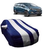 Carigiri White And Navy Blue Car Body Cover For Mahindra Marazzo(Triple Stitched,Mirror Pockets,Uv Resistant,Dustproof)(Models-2018, 2019, 2020, 2021,2022)