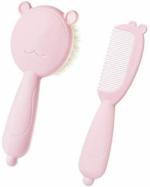 CHILDCHIC 1 Set of Baby Goat Hair Brush and Comb, Natural Soft Bristles for Grooming Hair Care Products Newborns and Toddlers, Infants, Kids Children Tender Scalp Relaxation (Pink)