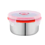Dream Home Lock N Steel Lunch Box Container | Air Tight Silicon Lock Contaier | Snacks Chatni Container 350ml (Pack Of 1 , Red)