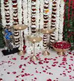 Gold Metal Detachble Suflower Urli with Stand Set of 3 by Amaya Decors