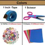 StealODeal Multicolor Foam Sheet - A4 Size Sheets With Tapes Craft Scissor And Inch Tape
