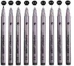 PATHOS INDIA 9 Pcs Micron Pigment liner Pens Black Set for mandala art,Artist Illustration, Office Documents, Scrapbooking, Technical Drawing, Manga Basic Set
