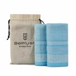BePlush Zero Twist Bamboo Hand Towels Set of 2 : Ultra Soft, Highly Absorbent, Quick Dry, Anti Bacterial Napkins for Hand Towel || 450 GSM, 40 X 60 cms (2, Sky Blue)