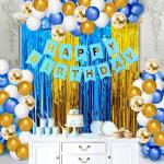 Zyozique Birthday Decoration for Boys Girls Blue and Gold Birthday Party Suppliers For Men Women Happy Birthday Decoration for 13th 15th 18th 19th 20th 21st 26th 30th 40th 50th 60th 70th (Pack of 40)