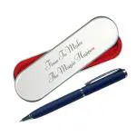 Giftana Blue Pen with Message Box | Metallic Twister Ball Pen and Silver Finish | Blue Ink | Premium Metal Pens for Office | Stylish Gift for Men & Women | Corporate Gifts | Father Birthday Gifts