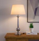 Divine Trends Silver Nickel Table Lamp with 12 inches Off white Lampshade