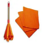 Vimal Golden Handle Duster (Dust Mop - 1 Pcs.) and High Density Dust Cleaning Flannel Cloths (A Pack of 3) Combo Set
