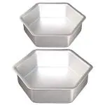 IDEAL PRIME Elegant Hexagonal Aluminum Cake Moulds (2 Pices) For 1 kg 0.5 kg | Non Stick Cake Pan Tin Bakeware Dish Cake Dish Combo Pack Of 2