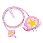 RUPELIK (20W Apple Charger Case Pink Star) Cartoon 3D Design Protective Case Cover for 20W / 18W iPhone USB-C Power Adapter Charger, Cute Cartoon Lightning Data Cable Case Cover for iPhone Charger Designer Case Cover