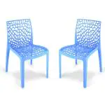 RW REST WELL Web Dining/Cafeteria/Designer Armless Heavy Duty Plastic Chair (Set of 2pc, Blue)