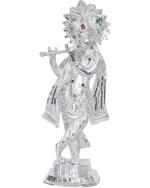 Siddhit Store Handicraft - Silver Aluminium Handicraft Shree Krishna Idol Decorative Showpiece - 26 cm