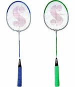 SINKIN Aluminium Badmintons Anti Sweat Towel Grip with Full Cover for Boys,Girls, Kids. Blue, Green Strung Badminton Racquet (Pack of: 2, 255 g)