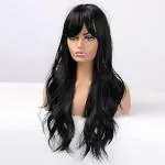 AHS Hair Wig For Women Synthetic Hair Cosplay Long Curly Wavy NO Bangs Natural Black Wigs Costume Fancy Party cosplay wigs soft hair wig (BLACK)