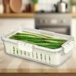 PRIME PICK Food Storage Container, Refrigerator Produce Saver Container, Vegetable Fruit Storage Container with Drain Baskets, Fridge Container Box for Fruit Salad in Refrigerator