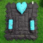 Motherhood Sky Stars With Blue And White Zigzag Cotton Baby Mattress Bed With Side Support Heart Shaped Pillow