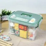 VDNSI First Aid Box Medicine Organizer Transparent Storage Box Container Family First Aid Box