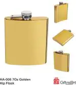 GM GIFTMART Golden Hip Flask 7OZ Stainless Steel Hip Flask For Drinks Pocket Bottle