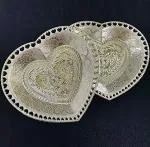 MADHULI Decorative Silver Heart Shape Plastic Multipurpose Serving Tray 35 x 31 x 3 cm (Pack of 2)