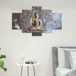 Great Art Gautam Buddha Multicolor Digital Reprint Painting 30 x 17 inch Pack of 5