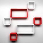 WOODCO HANDICRAFTS Wooden Cube Wall Shelf For Home Decor (Orange & White)