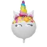Hippity Hop Rubber Multicolor Unicorn Head Foil Balloon