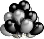 AMFIN (Pack of 25) 10 inch Metallic Balloons Black and Silver for Birthday Decoration, Decoration for Weddings, Engagement, Anniversary - Black & Silver