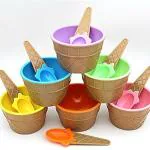 DealGuru COLORFUL SET OF 6 ICE CREAM BOWL WITH A SPOON -Ice Cream Bowl Colorful Ice Cream Cup with Spoons-Ice Cream Dessert Bowls Waffle Cup Set Maggie Bowl Salad Cup Fruit Bowl (Multicolour,Set Of 6)
