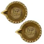 Divya Mantra Golden Brass Swastik Diya ,DM00076